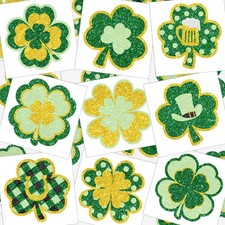 72 Pieces Glitter Shamrock Temporary Tattoos St. Patrick's Day Tattoos Lucky Clo