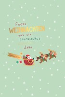 Weihnachten Gutschein Weihnachtskarte Mit Briefumschlag Weihnachtsmann Schlitten
