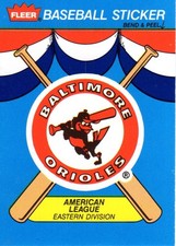 1989 Fleer BALTIMORE ORIOLES Team sticker