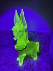 Vintage Murano Uranium Vaseline Glass Donkey/horse 7” With Gold Flakes