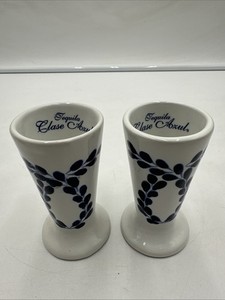 Set of 2 Clase Azul Tequila Ceramic Hand Painted Snifter Shot Glasses Mexico