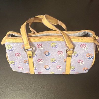 Coach Lavender Multicolor Logo Satchel Top Handle Bag Zip w/ Detachable Strap