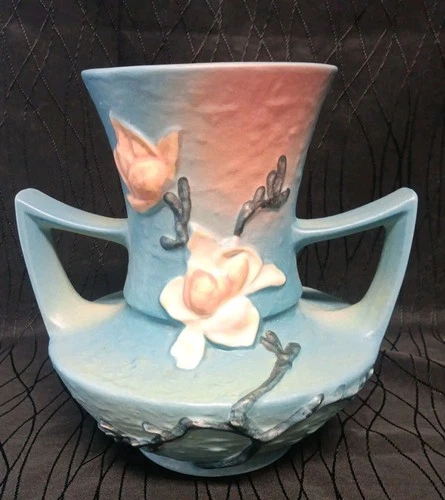 Roseville Magnolia Blue 1943 Mid Century Modern Art Pottery Ceramic Vase 93-9