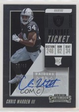 2018 Panini Contenders Rookie Playoff Ticket 75/99 Chris Warren III Auto 3vt