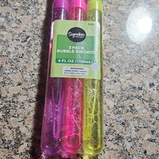 Signature Select 3-Pack Bubble Swords 4 fl oz 118 mL Pink Purple Yellow