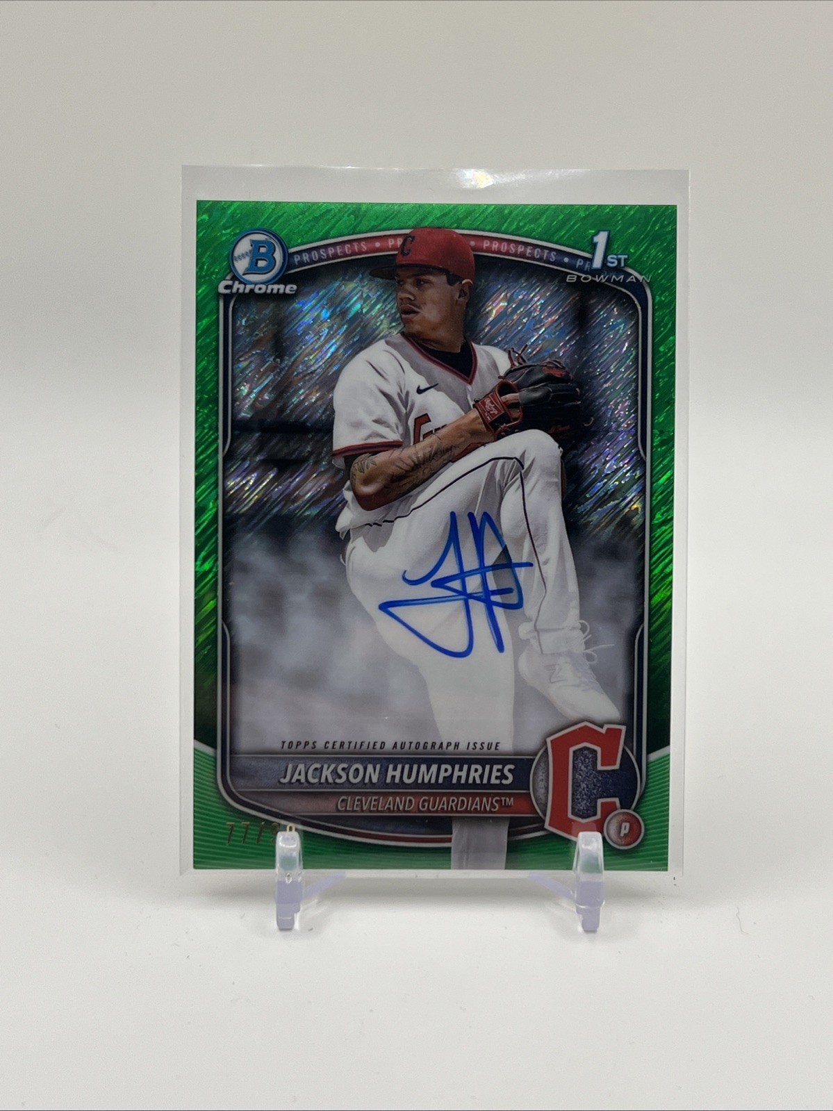 Jackson Humphries 2025 Bowman Chrome #CPA-JHU Green Shimmer Auto /99 1st Bowman