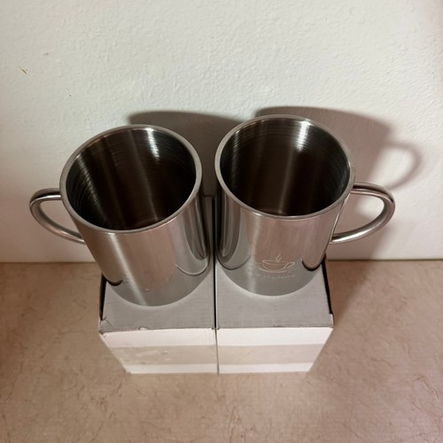 Stainless Steel Coffee Mugs Set of 2 Double Wall Insulated Travel Mug Silver - Picture 11 of 11