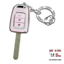 Keyless Entry Systems for Honda Civic Key Fob Cover Fits for Honda Pink-Silver