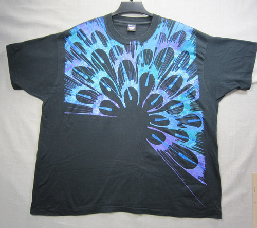 Screen Stars, Vintage 1980s Screen Stars Best Abstract Fan Graphic Tee Tunic 3XL Single Stitch