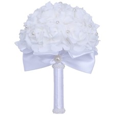 Wedding Bouquets Bridal Bridesmaid Pearl Embellishment Roses Artificial White