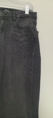 Jeanshose S. Oliver Black Label Gr. 34 Länge 30 in schwarz mit Glitzersteinen