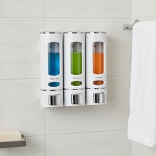 Shampoo and Conditioner Dispenser - Wall-Mounted 3-Chamber Shower Soap Dispen...