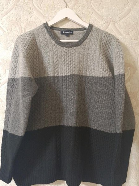 Men Aquascutum Sweater Black Wool 42 / XL / 50