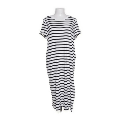 H&M, Maxikleid, Größe: L, Weiß/Schwarz, Baumwolle/Modal, Streifen #ikY