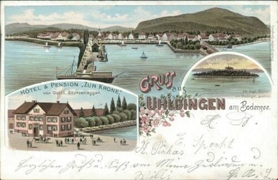 Postcard Uhldingen on Lake Constance Hotel Zur Krone 1899 (9900)