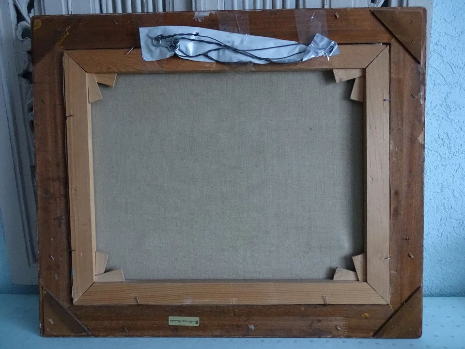 Madjid Ölgemälde Ölbild Holzrahm romantische Landschaft " junge Frau am See" - Bild 4 von 4