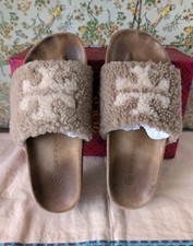 Tory Burch Double T Shearling Slide Size 6.5