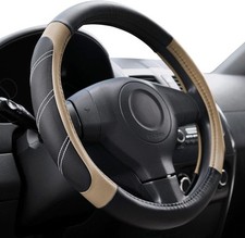 Elantrip Steering Wheel Cover Leather 15 15 12 - 16 Inch Black And Beige