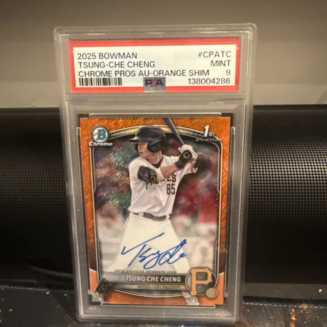 2025 Bowman 1st Auto Tsung-Che Cheng Orange Auto /25 PSA 9
