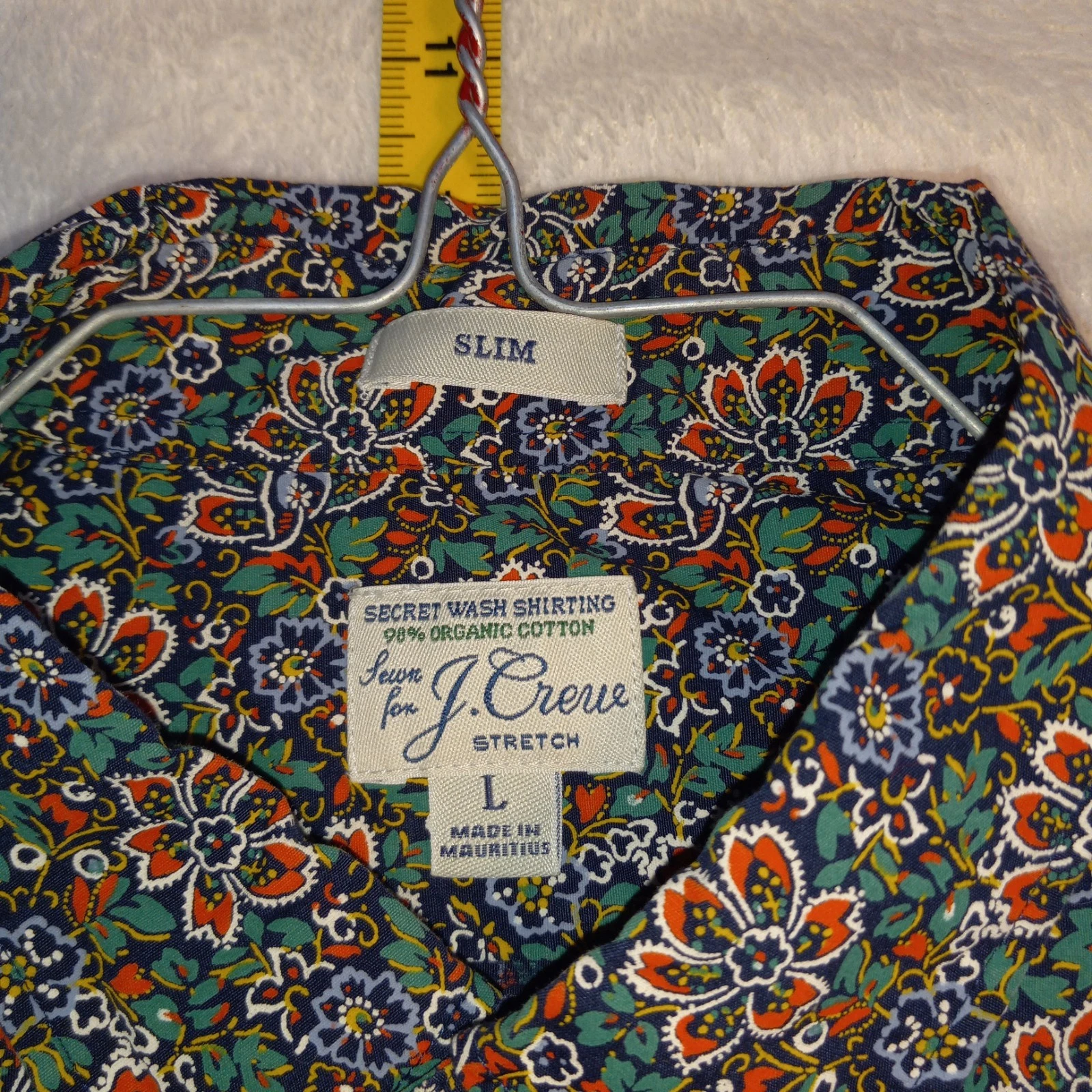 J Crew Shirt Mens L Secret Wash Organic Cotton Slim Floral All Over Print Preppy