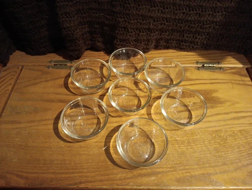 Set of 7 Vintage Anchor Hocking 6oz 1034 Clear Glass Custard Cups Ramekins