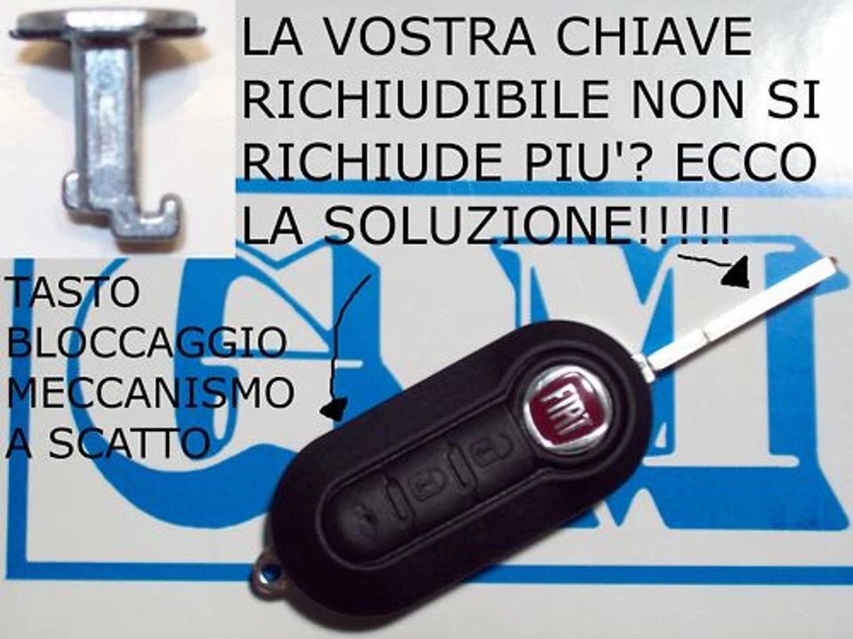 G.M. PRODUCTION TASTO BLOCCAGGIO SCATTO RICHIUDIBILE CHIAVE FIAT 500 DELTA YPSILON 500 PUNTO EVO