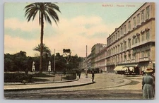 Piazza Vittoria Tram Station in Naples Italy Postcard