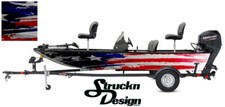 Distressed American Flag USA Fish Graphic Fishing Vinyl Decal Kit Boat Bass Wrap