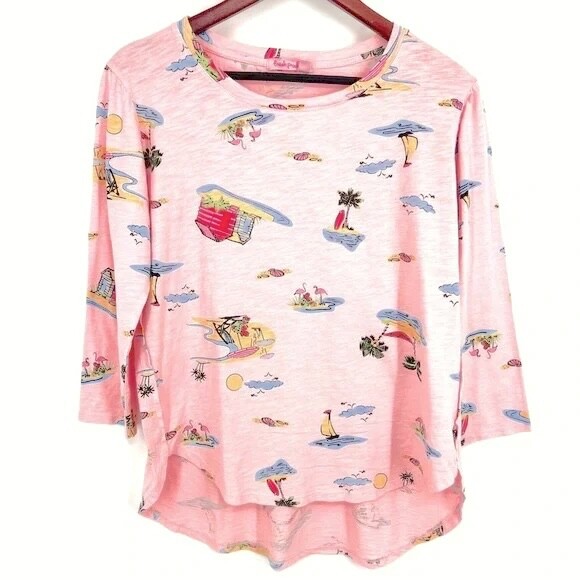 Top camicia cotone nuova con etichette FRESH PRODUCT rosa blush Beachy Keen Catalina S Ret $69