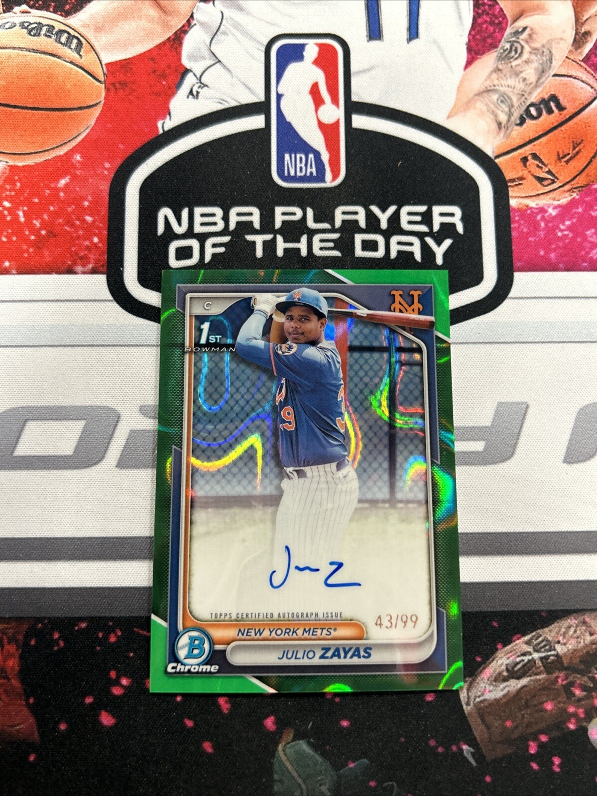 2024 Bowman Chrome Baseball Julio Zayas 1st Chrome Green Lava Auto /99