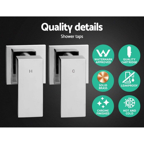 Cefito 10'' Rain Shower Head Set Handheld Square High Pressure Twins Tap Chrome - Picture 7 of 8