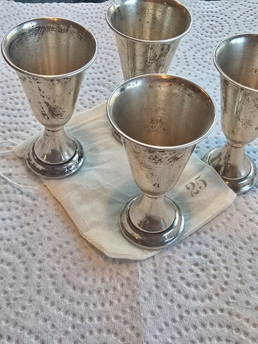 Vintage Sterling Silver Cordials or Shot Glasses Set of 4 - 3" High - Picture 5 of 6