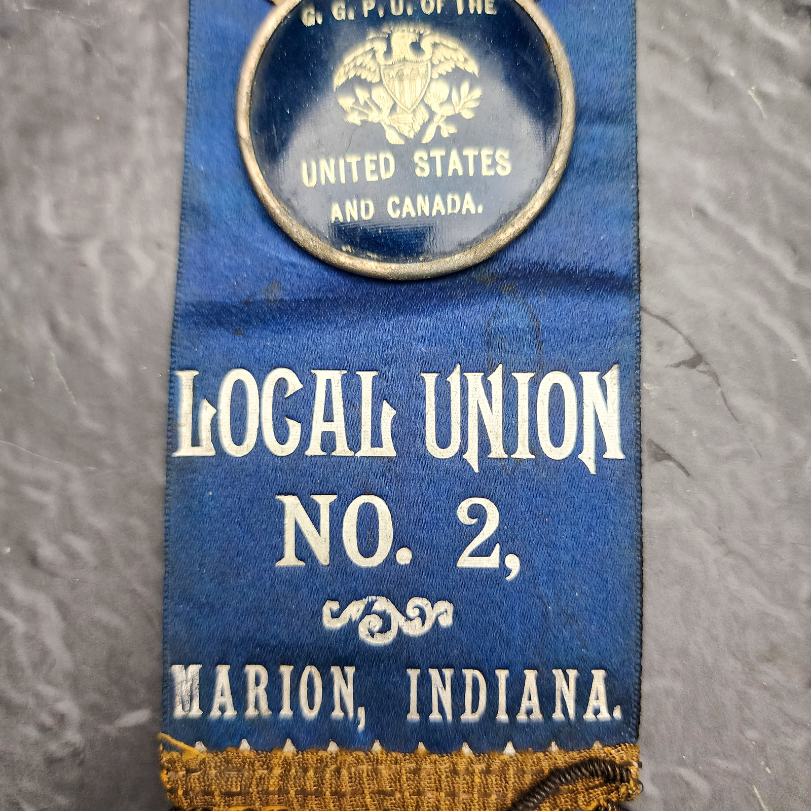 MEMORIAM Marion Indiana Mineworkers Ribbon / Badge PinLocal Union No 2