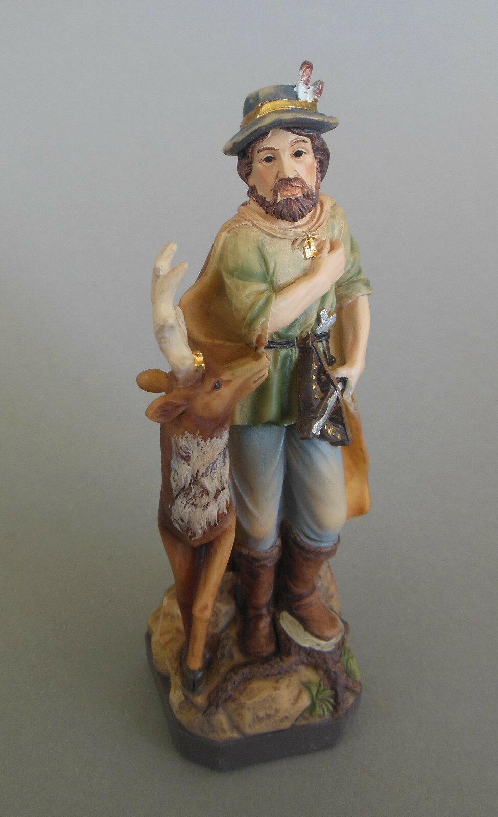 Heiliger Hubertus Hubert 12 cm hoch Heiligenfigur Polyresin bemalt
