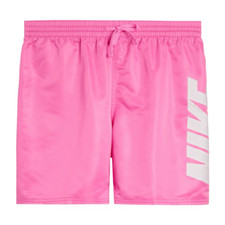 New Nike Men's Big Block Logo Volley 7" Swim Trunks Pink Size L MSRP: 66.00
