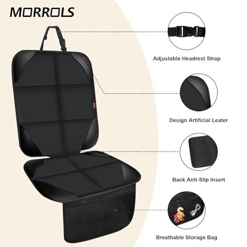 Seat Car Cover Mat Under Carseat Thick Padded Leather Fabric Protector For Child - Picture 6 of 9