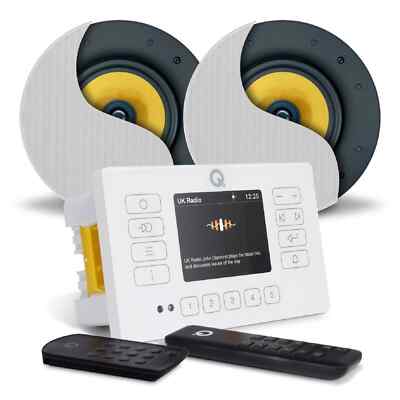 Q Acoustics E120 Weiß Bluetooth HiFi - 2 x AudioKraft PCS-60 Deckenlautsprecher