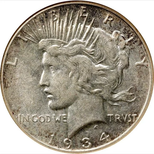 1934-S Peace Silver Dollar NGC AU50 