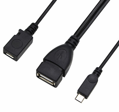 Micro USB Male To USB Female Host OTG Cable  USB 2.0 Male Power Cable Y Splitter