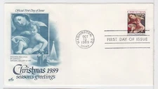 TurtlesTradingPost- Christmas Madonna 1989 FDC- #2427- Artcraft  Cachet