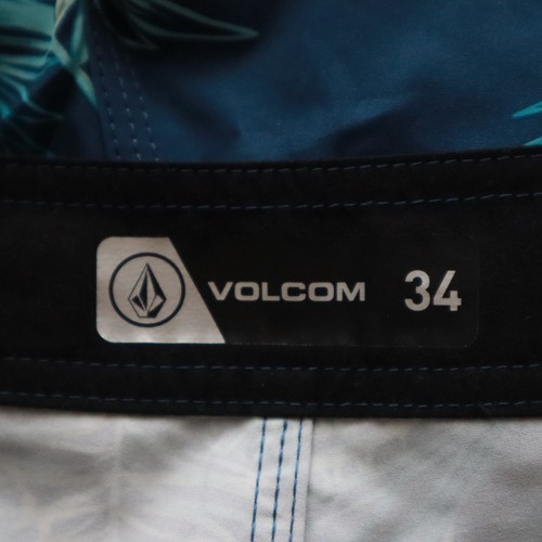Volcom Board Shorts Mens 34 Surf Swim Beach Wakeboard Trunks Blue Tropical Palm - Picture 6 of 7