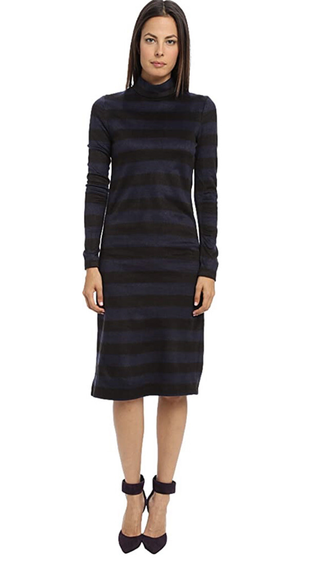 Tibi Blue Black Plush Maxi Dress Size 6 MIDI Length-image