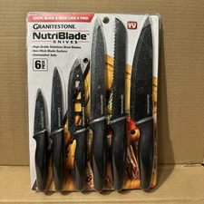 Granitestone Nutriblade 6 Piece Kitchen Knife Set Stainless Steel Blades/O