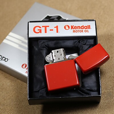 Zippo Oil Lighter Kendall Engine Oils GT-1 Red Brass Regular Case