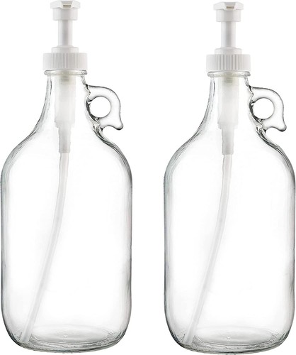 Botella dispensadora de bomba de vidrio de medio galón, para detergente líquido para ropa, tela... - Imagen 7 de 8
