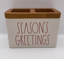 Rae Dunn Christmas SEASON'S GREETINGS Toothbrush/Utensil/Pencil/Pen Holder