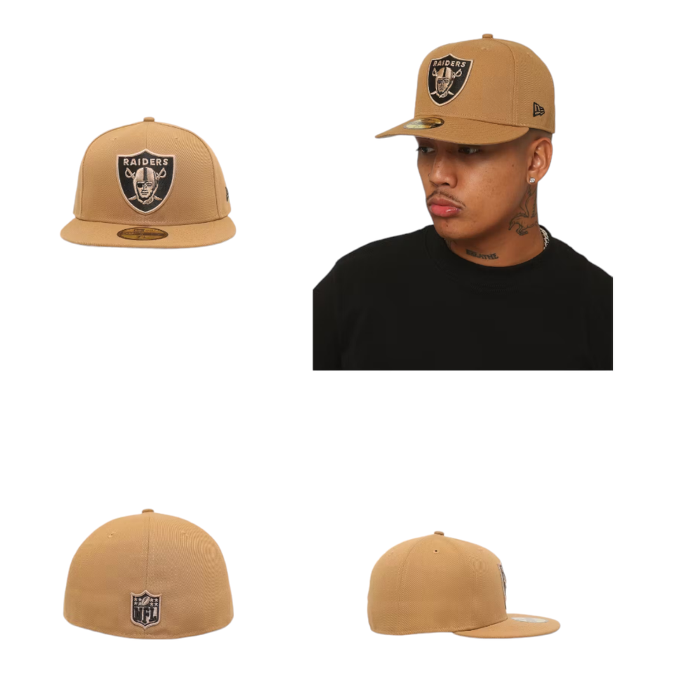 New Era 59FIFTY – Casquette Oakland Raiders 2019 Salute To Service – Olive, 100% Polyester – Collection Militaire, Hommage