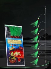 5Pack Fishing Sabiki Bait Rigs 6 Hooks With colored feathers Hooks Size 12/15#
