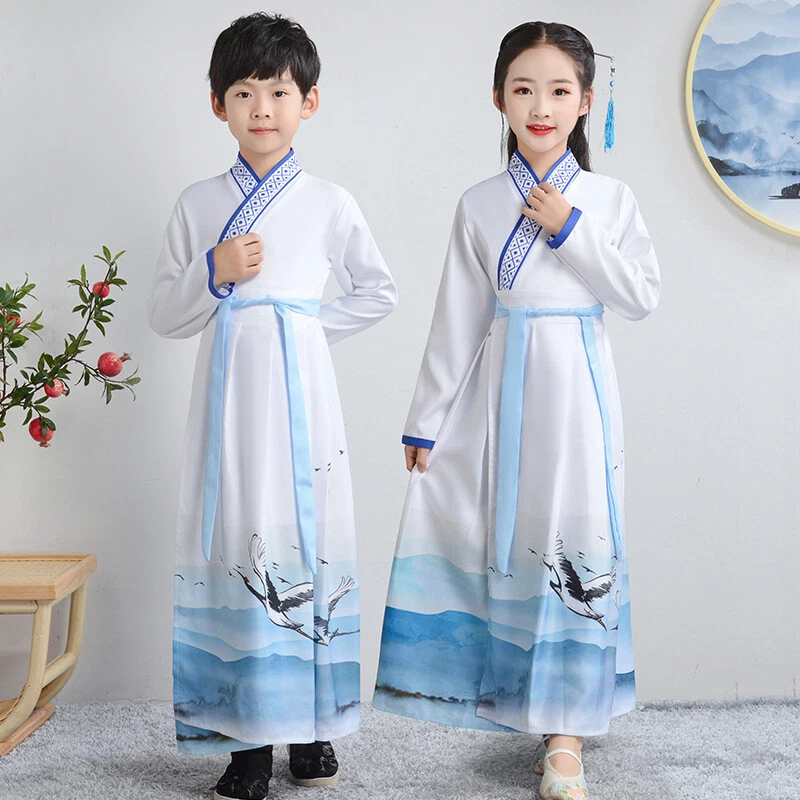 Boy Girl Traditional Chinese Uniform Hanfu Tang Suit Ancient Stage Costume - Image 3 of 4