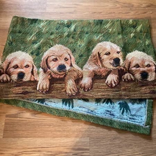 Golden Retriever Puppies 52”x15” Valance Curtain Tapestry Woven Dogs Wall Decor